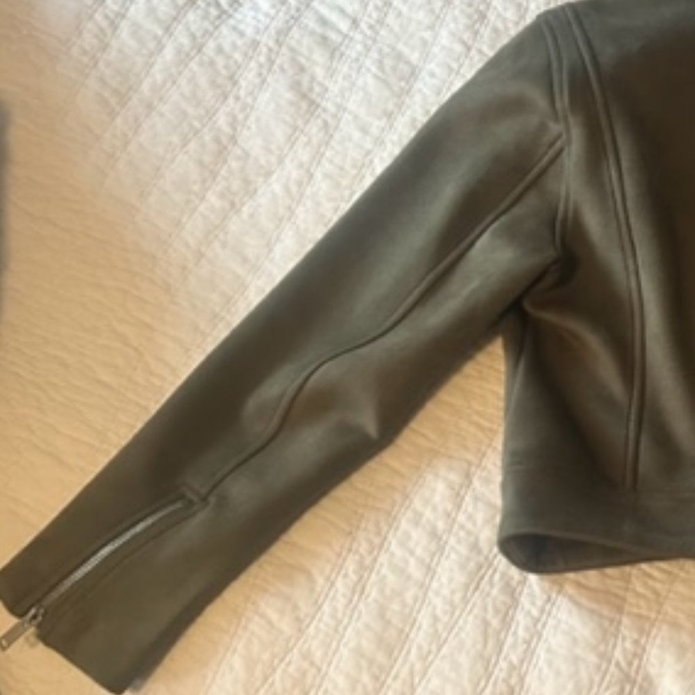 Old Navy Olive Green Faux Suede Moto Jacket – Small Petite - Picture 9 of 12